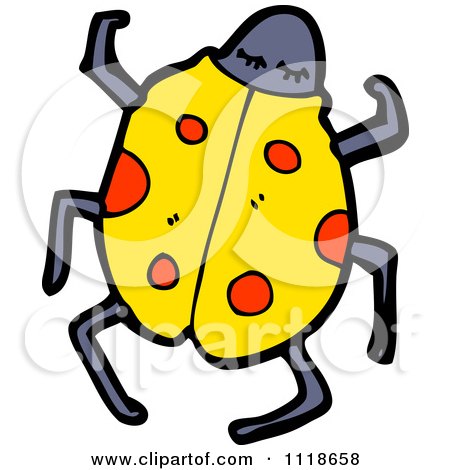Cartoon Of A Yellow Ladybug Beetle 2 - Royalty Free Vector Clipart by lineartestpilot