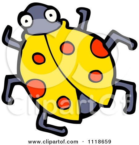 Cartoon Of A Yellow Ladybug Beetle 3 - Royalty Free Vector Clipart by lineartestpilot
