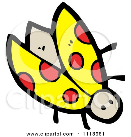 Cartoon Of A Yellow Ladybug Beetle 5 - Royalty Free Vector Clipart by lineartestpilot