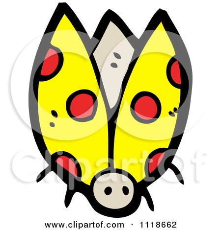 Cartoon Of A Yellow Ladybug Beetle 6 - Royalty Free Vector Clipart by lineartestpilot
