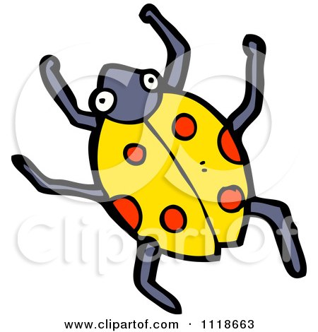 Cartoon Of A Yellow Ladybug Beetle 7 - Royalty Free Vector Clipart by lineartestpilot