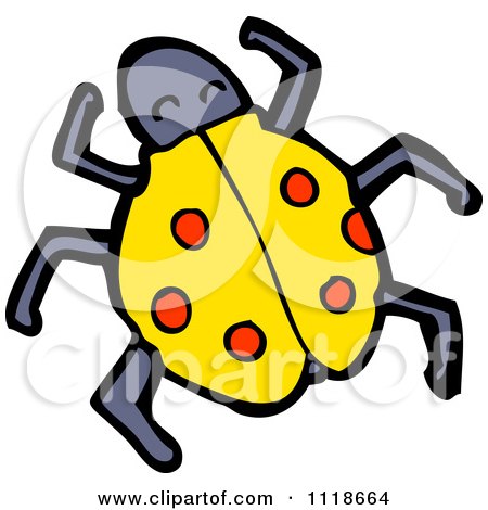 Cartoon Of A Yellow Ladybug Beetle 8 - Royalty Free Vector Clipart by lineartestpilot