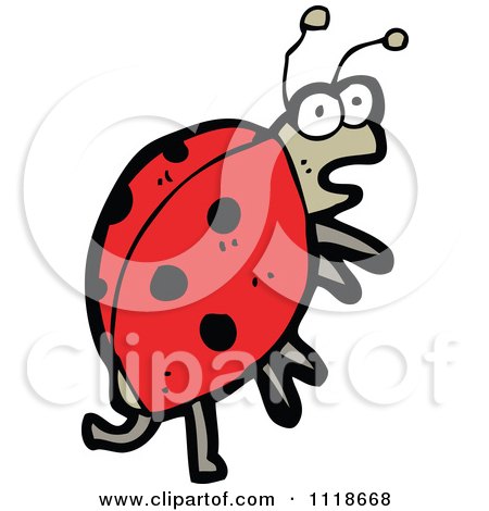 Cartoon Of A Red Ladybug Beetle 10 - Royalty Free Vector Clipart by lineartestpilot