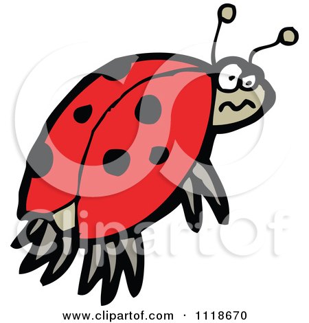 Cartoon Of A Red Ladybug Beetle 12 - Royalty Free Vector Clipart by lineartestpilot