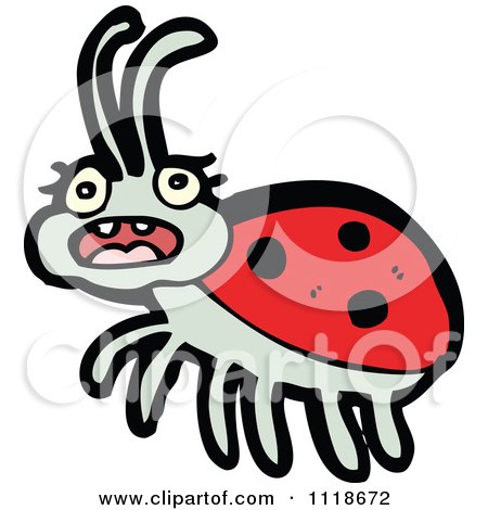 Cartoon Of A Red Ladybug Beetle 14 - Royalty Free Vector Clipart by lineartestpilot