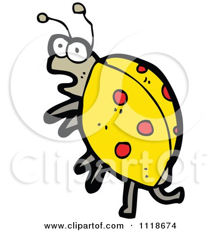Cartoon Of A Yellow Ladybug Beetle 12 - Royalty Free Vector Clipart by lineartestpilot