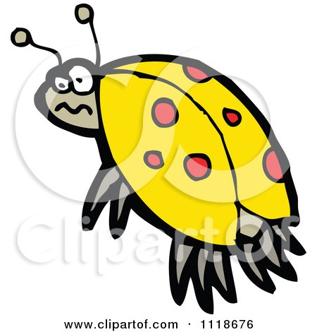 Cartoon Of A Yellow Ladybug Beetle 14 - Royalty Free Vector Clipart by lineartestpilot