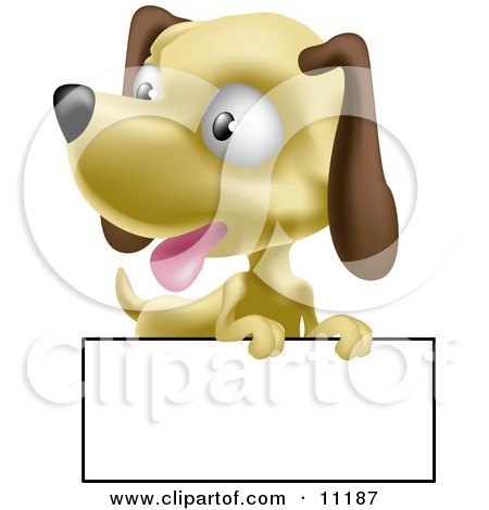 Cute Little Hound Dog Puppy With a Blank Sign Clipart Illustration by AtStockIllustration