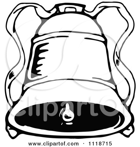 Clipart Of A Retro Vintage Black And White Christmas Bell 1 - Royalty Free Vector Illustration by Prawny Vintage