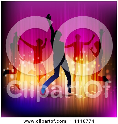 Clipart Of Silhouetted Dancers With Gradient Lighting - Royalty Free Vector Illustration by merlinul
