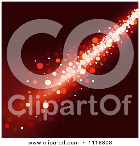 Clipart Of A Magical Red Christmas Background Of Sparkling Bokeh Lights - Royalty Free Vector Illustration by dero