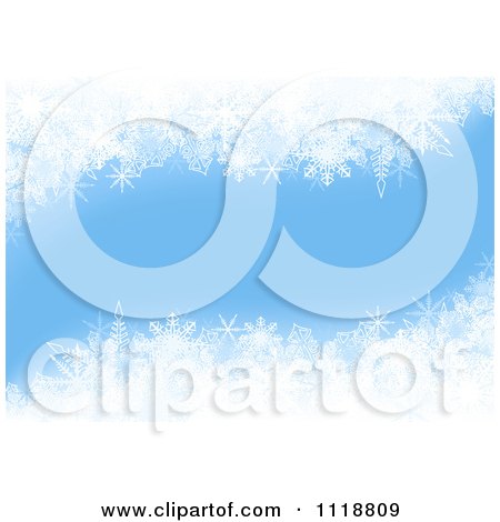 Clipart Of A Light Blue Winter Christmas Background With Snowflakes - Royalty Free Vector Illustration by dero