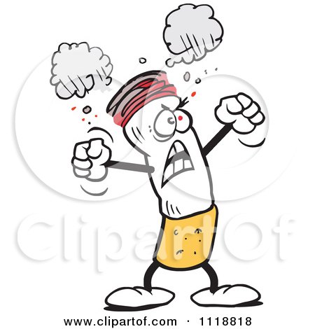 Cartoon Of A Furious Cigarette Protesting - Royalty Free Vector Clipart by Johnny Sajem