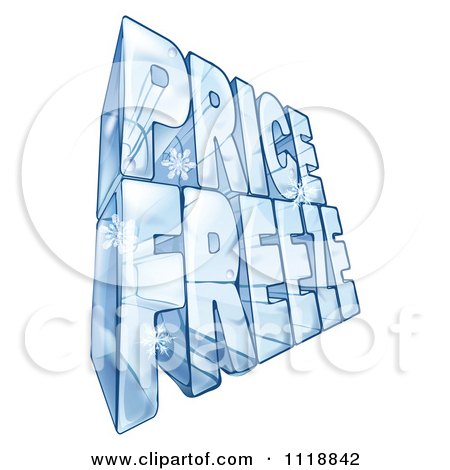 Clipart Of A 3d Frozen Price Freeze Text Block - Royalty Free Vector Illustration by AtStockIllustration
