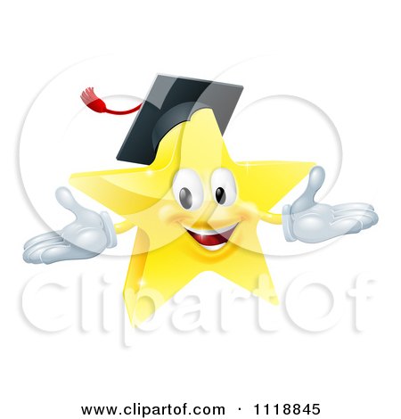 Clipart Of A Star Graduate Mascot - Royalty Free Vector Illustration by AtStockIllustration