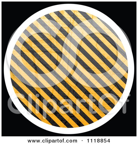 Clipart Of A Round Hazard Stripes Icon On Black - Royalty Free Vector Illustration by Andrei Marincas
