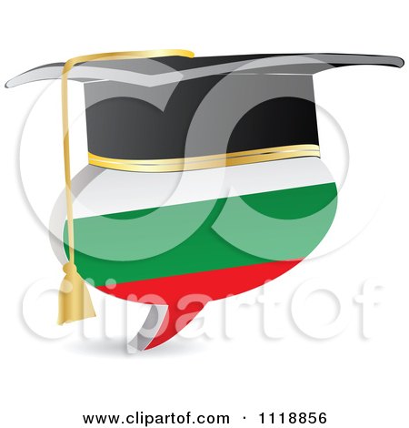 Clipart Of A 3d Graduation Bulgarian Flag Chat Balloon - Royalty Free Vector Illustration by Andrei Marincas
