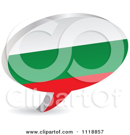 Clipart Of A 3d Bulgarian Flag Chat Balloon - Royalty Free Vector Illustration by Andrei Marincas