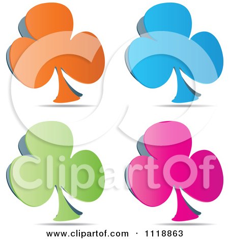 Clipart Of Orange Blue Green And Pink Clover Icons - Royalty Free Vector Illustration by Andrei Marincas