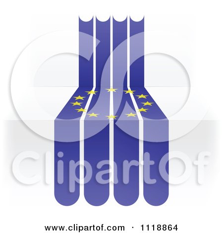 Clipart Of An European Flag In Stripes On 3d Steps - Royalty Free Vector Illustration by Andrei Marincas