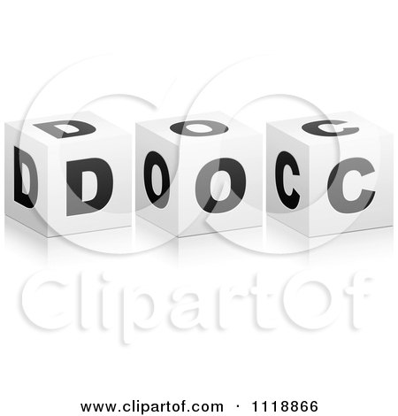 Clipart Of 3d Black And White DOC Boxes With A Reflection - Royalty Free Vector Illustration by Andrei Marincas