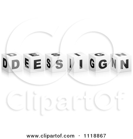 Clipart Of 3d Black And White DESIGN Boxes With A Reflection - Royalty Free Vector Illustration by Andrei Marincas