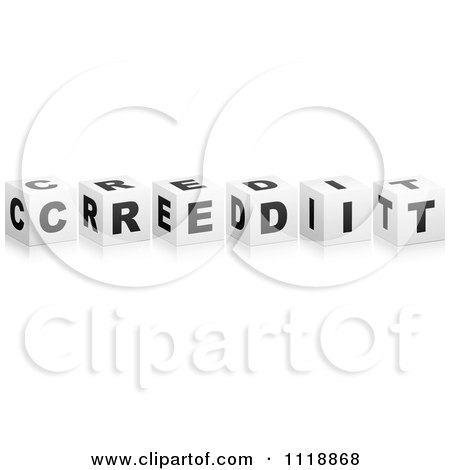 Clipart Of 3d Black And White CREDIT Boxes With A Reflection - Royalty Free Vector Illustration by Andrei Marincas