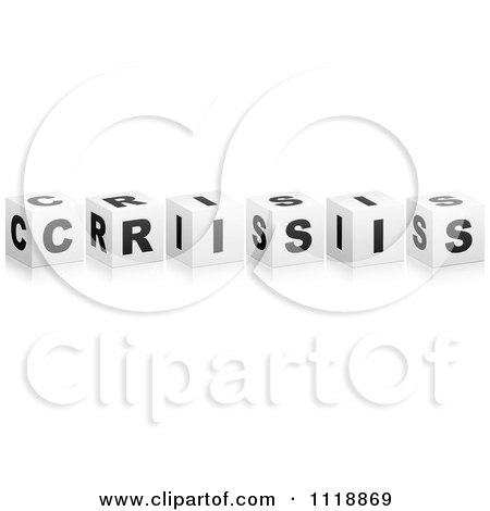 Clipart Of 3d Black And White CRISIS Boxes With A Reflection - Royalty Free Vector Illustration by Andrei Marincas