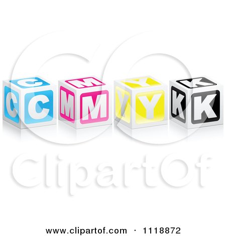 Clipart Of 3d CMYK Boxes With A Reflection - Royalty Free Vector Illustration by Andrei Marincas