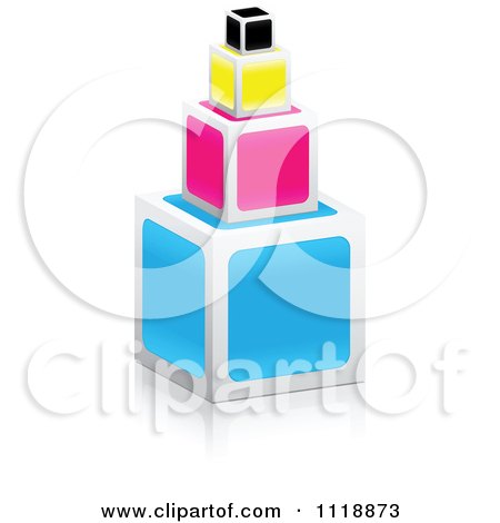 Clipart Of A 3d Stacked CMYK Cubes - Royalty Free Vector Illustration by Andrei Marincas