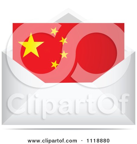 Clipart Of A Chinese Letter In An Envelope - Royalty Free Vector Illustration by Andrei Marincas