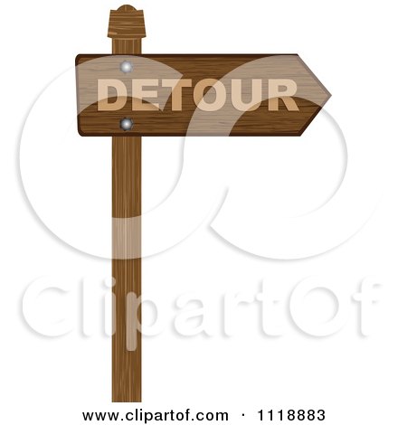 Clipart Of A Wooden Arrow Detour Sign - Royalty Free Vector Illustration by Andrei Marincas