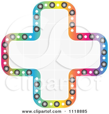 Clipart Of A Colorful Outlined Cross With A Grid Pattern - Royalty Free Vector Illustration by Andrei Marincas