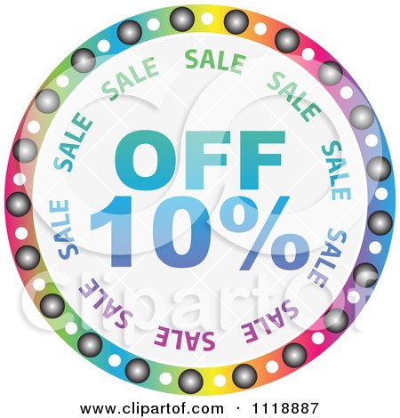 Clipart Of A Round Colorful Ten Percent Off Sale Icon - Royalty Free Vector Illustration by Andrei Marincas