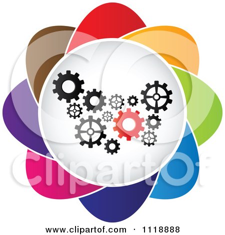 Clipart Of A Colorful Gear Icon - Royalty Free Vector Illustration by Andrei Marincas