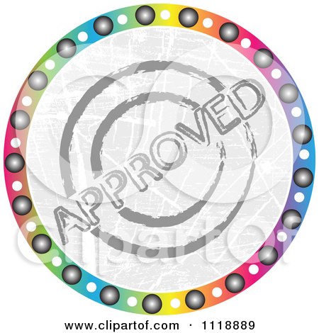 Clipart Of A Round Colorful Approved Icon - Royalty Free Vector Illustration by Andrei Marincas