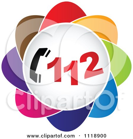 Clipart Of A Colorful 112 Icon - Royalty Free Vector Illustration by Andrei Marincas
