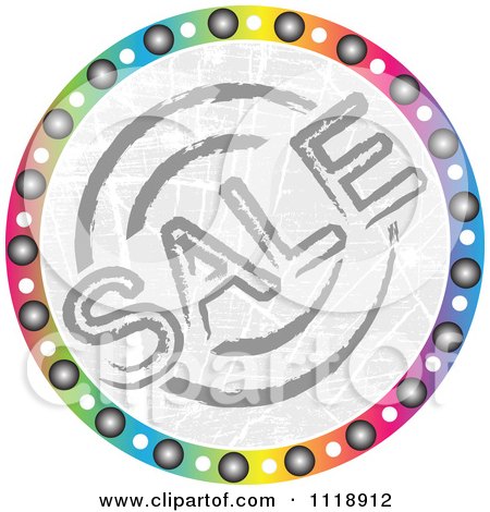 Clipart Of A Round Colorful Sale Icon - Royalty Free Vector Illustration by Andrei Marincas