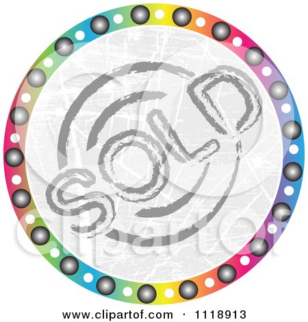 Clipart Of A Round Colorful Sold Icon - Royalty Free Vector Illustration by Andrei Marincas