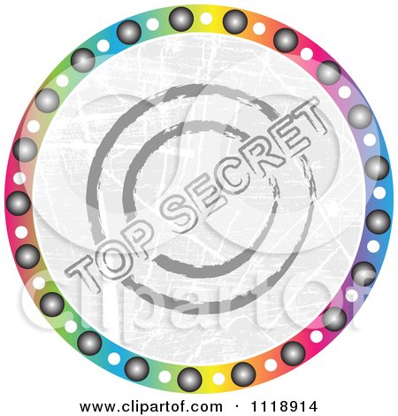 Clipart Of A Round Colorful Top Secret Icon - Royalty Free Vector Illustration by Andrei Marincas