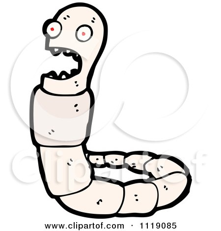 Cartoon White Earth Worm 2 - Royalty Free Vector Clipart by lineartestpilot