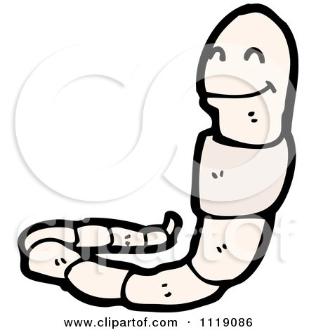 Cartoon White Earth Worm 3 - Royalty Free Vector Clipart by lineartestpilot