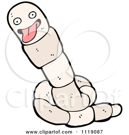 Cartoon White Earth Worm 4 - Royalty Free Vector Clipart by lineartestpilot