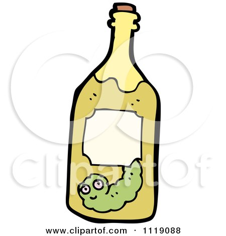 Cartoon Worm In A Tequila Bottle 1 - Royalty Free Vector Clipart by lineartestpilot