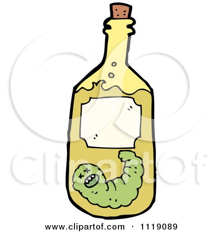 Cartoon Worm In A Tequila Bottle 2 - Royalty Free Vector Clipart by lineartestpilot