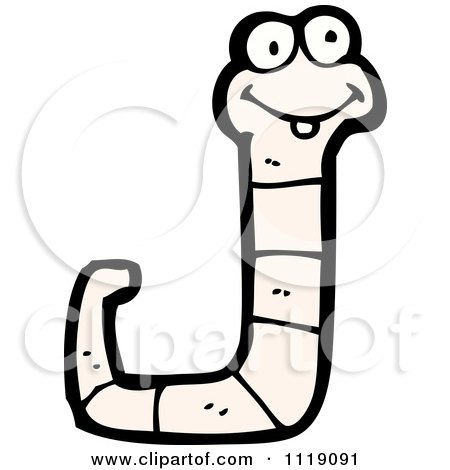 Cartoon White Earth Worm 5 - Royalty Free Vector Clipart by lineartestpilot