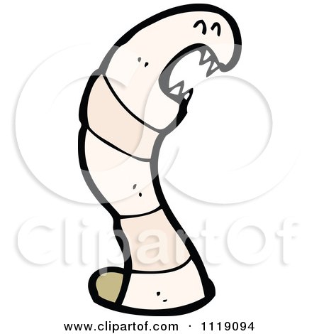 Cartoon Attacking Earth Worm - Royalty Free Vector Clipart by lineartestpilot