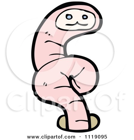 Cartoon Pink Earth Worm 1 - Royalty Free Vector Clipart by lineartestpilot