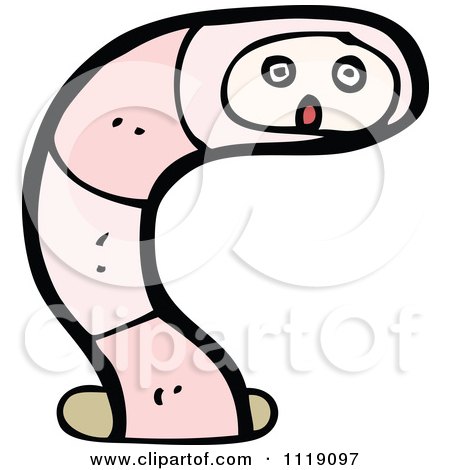 Cartoon Pink Earth Worm 2 - Royalty Free Vector Clipart by lineartestpilot