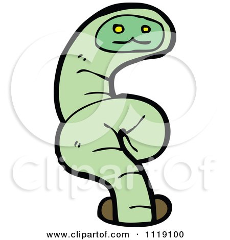 Cartoon Green Earth Worm 2 - Royalty Free Vector Clipart by lineartestpilot